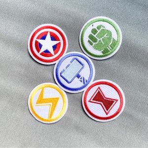 Marvel Patches.  Lot of Five.  Approximately 10 cm across.
